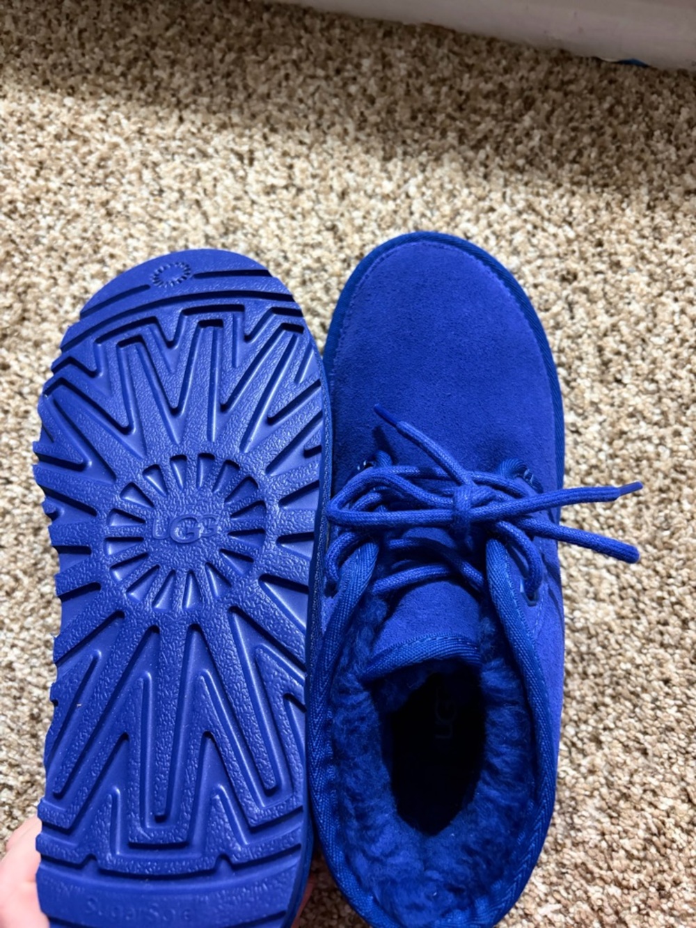 UGG men’s  Bright Blue Suede Lace-Up Boots